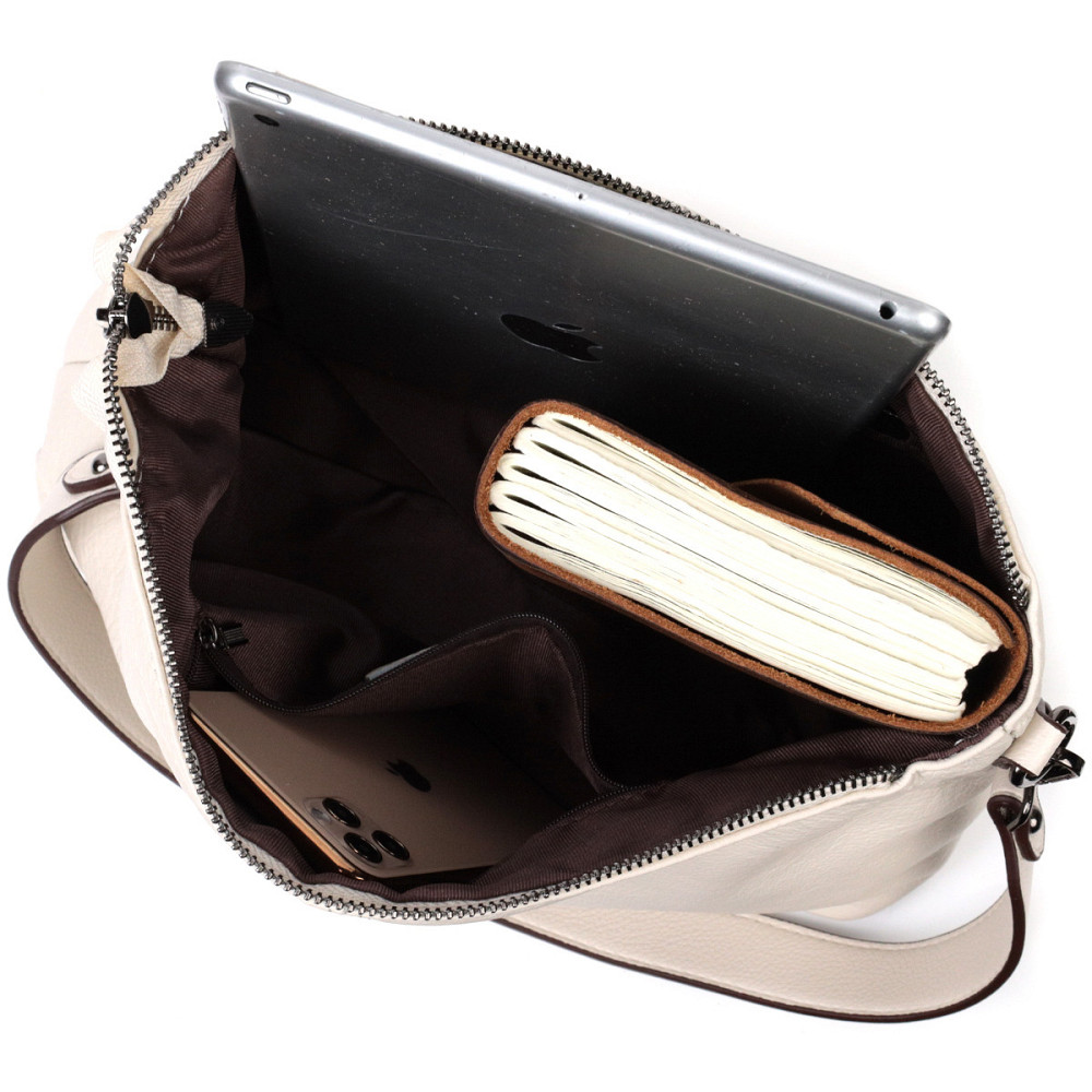 Прямокутна сумка жіноча з двома знімними ременями з натуральної шкіри Vintage 22377 Біла Київ - фото 4