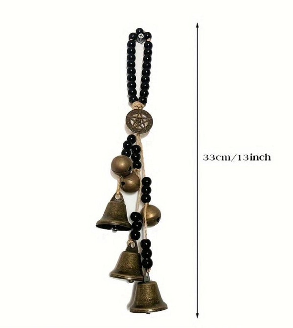 Подвеска с ведьмиными колокольчиками и бусинами. Ведьминский декор на двери. Латунный колокольчик дл Киев - изображение 2