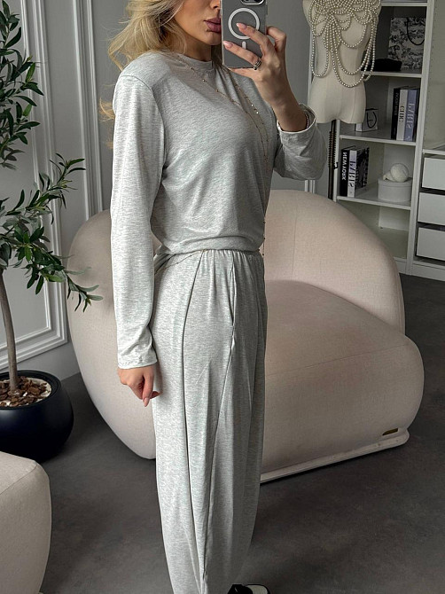 Жіночий стильний в'язаний костюм двійка щільна турецька віскоза Меланж Одеса - фото 11