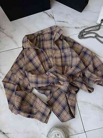 Женская стильная оверсайз рубашка в клетку фланель 100% коттон Мокко Одесса