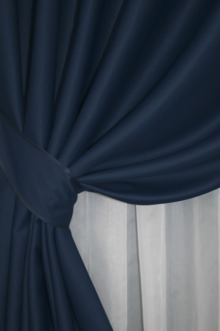 Комплект штор на люверсах VR-Textil Midnight № 1164ш Темно-синій 150х270 см 2 шт (37-0160) Київ - фото 5