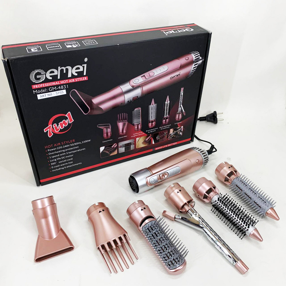 Фен з іонізацією для укладання GEMEI GM-4831, Фен з холодним і теплим режимами професійна щітка XU-88 Львів - фото 12