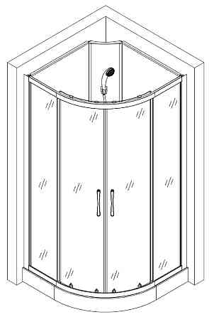 Душовий бокс півкруглий без даху SAN L90GBB BRAVO (3уп.) Київ