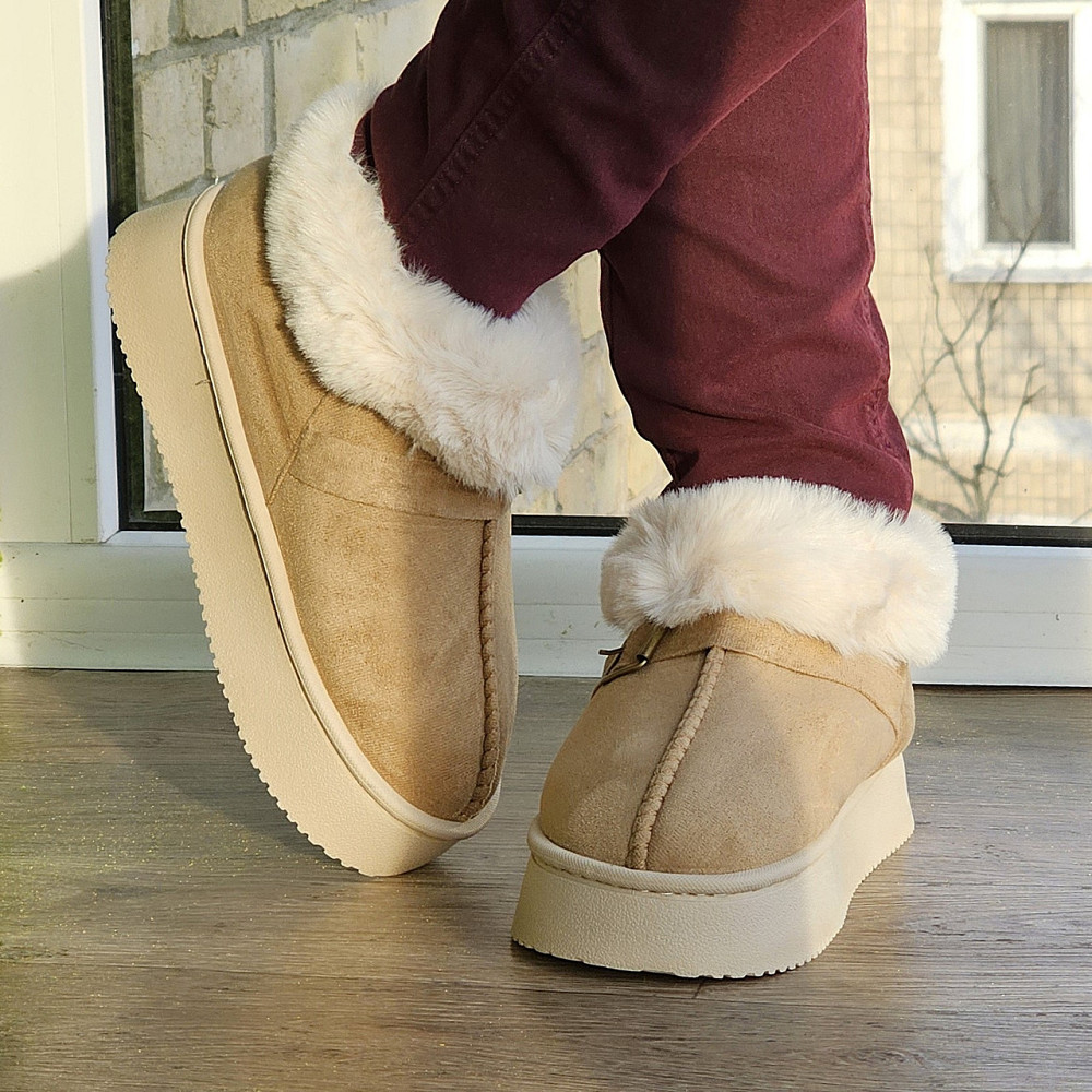 Зимові жіночі Уги Бежеві Чоботи з Хутром Теплі Сірі (розміри: 36,37,38,39,40,41) Дніпро - фото 9