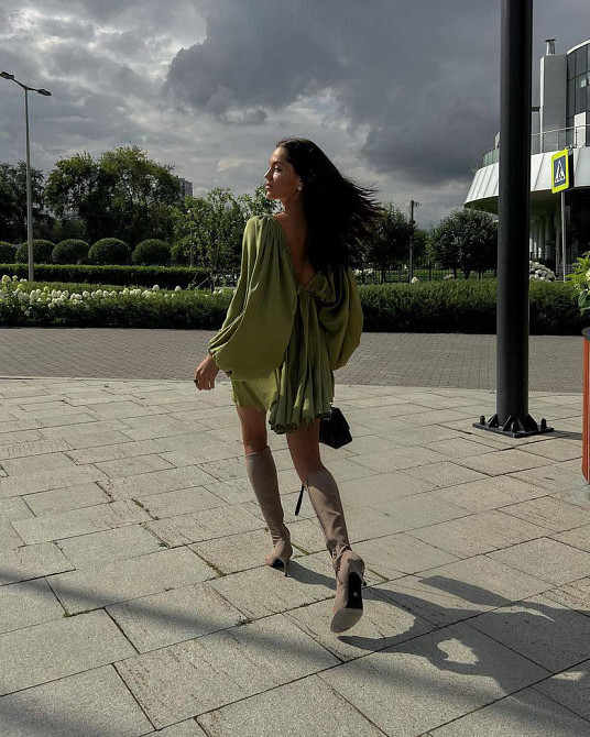 Женское легкое мини платье свободного кроя креп жатка Одесса - изображение 8