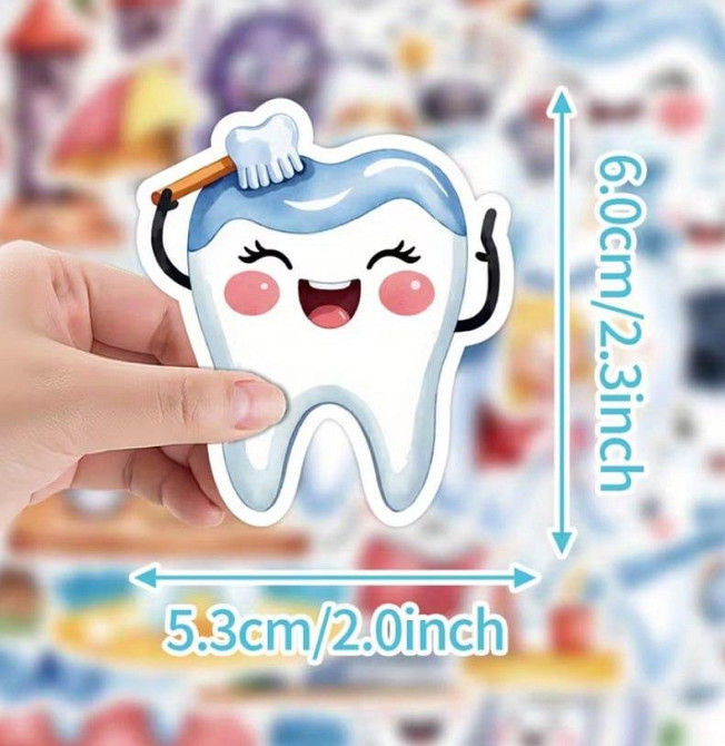 Набор стикеров зубчики – 50 шт, милые наклейки для декора Киев - изображение 2