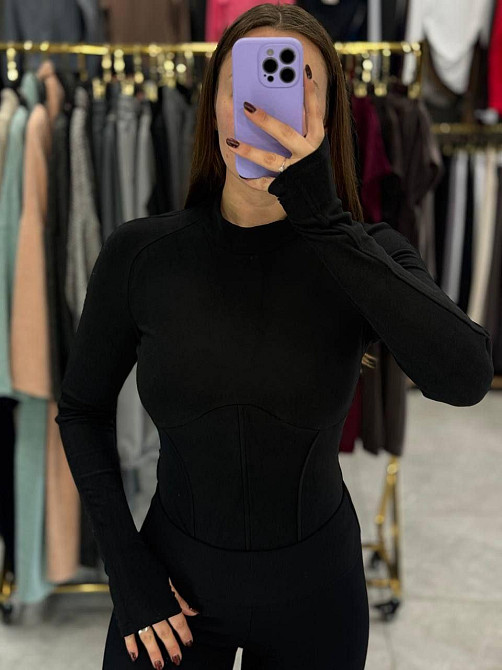 Жіночий базове тепле боді з турецького мікрофлісу Чорний, 44 Одеса - фото 1