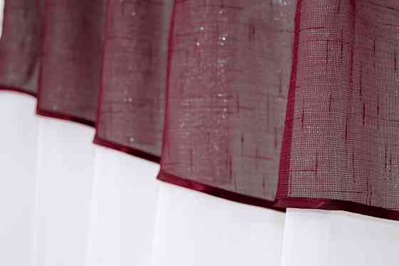 Кухонный комплект VR-Textil № 084к шторки с ламбрекеном бордовый с белым 265х170 см (52-0265) Киев