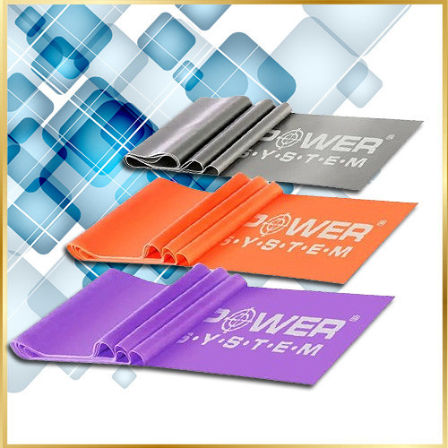 Набір стрічок-еспандерів Power System PS-4007 для фітнесу та реабілітації, 3 рівні опору (Light/Medium/Heavy)​ Київ - фото 1
