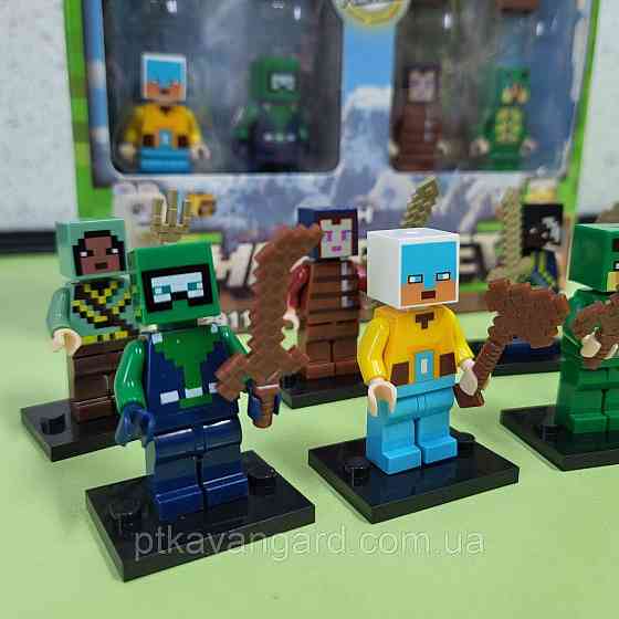 Фігурки Minecraft набір 8 шт + зброя, на підставках 2911-2 Хмельницький