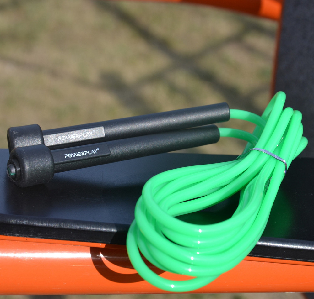 Скакалка PowerPlay 4201 Basic Jump Rope Зелена 2,8m для занять фітнесом вдома і в тренажерному залі Київ - фото 7