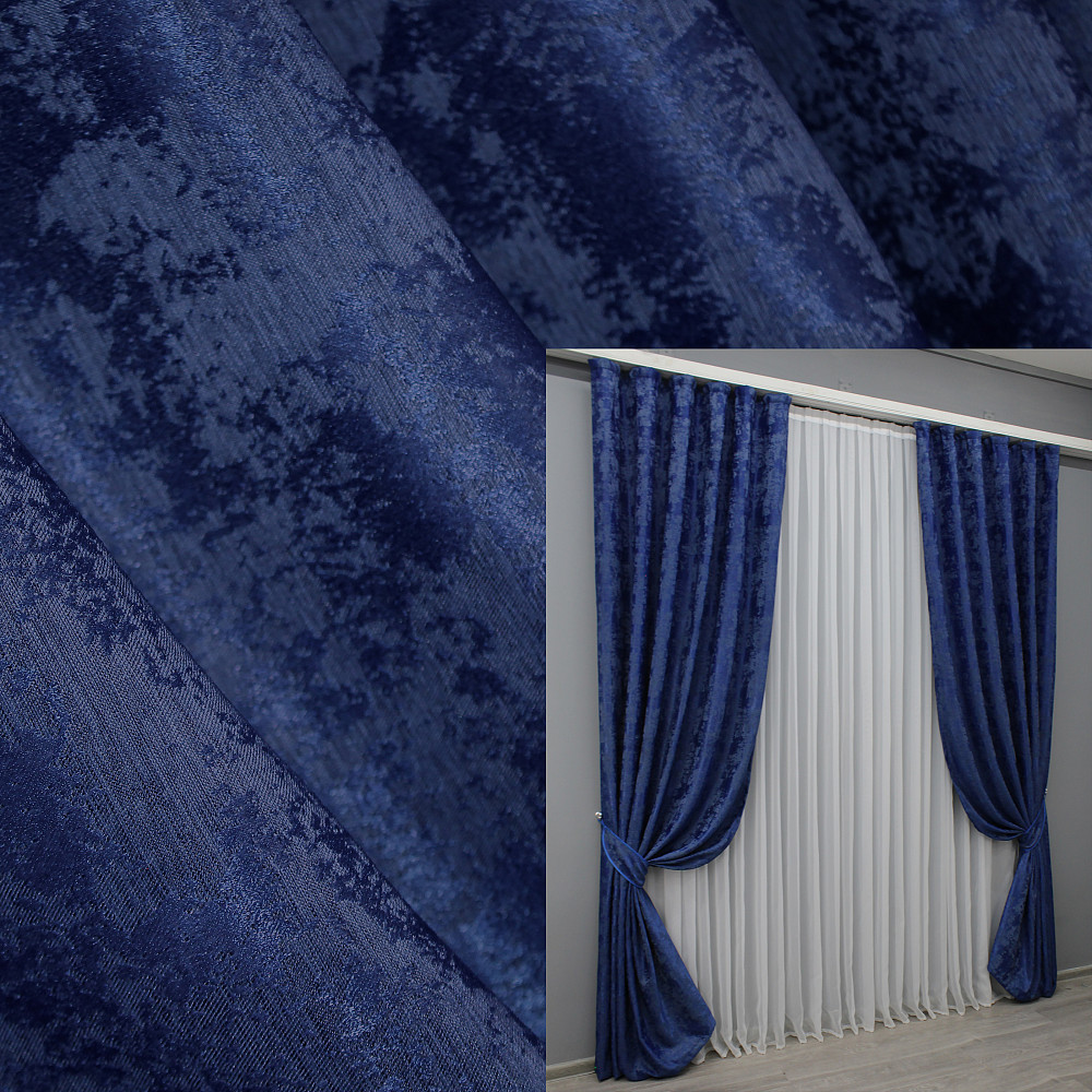 Комплект готових штор VR-Textil Жакард Sultan YL № 1483ш Синій 150х270 см 2 шт (33-0352) Київ - фото 1