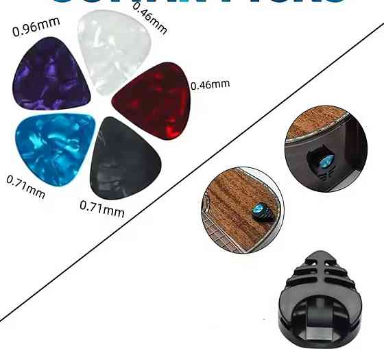 Гітарний капо для акустичних та електрогітар 5 медіаторів 1 тримач 8 см сірий Київ