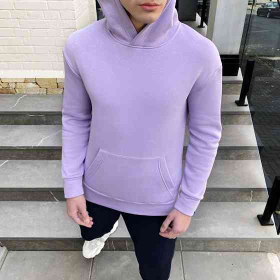 Тепле чоловіче худі на флісі з капюшоном лілове Pobedov 007 ЗИМА Київ