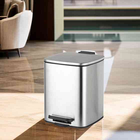 Відро для сміття з плавним закриттям квадратне Zerix Kubix-TC0106 SS Color 6л колір нержавійка (ZX5889) Київ