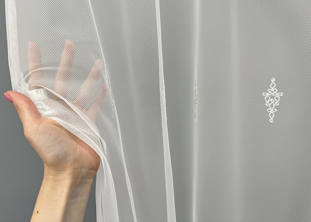 Тюль VR-Textil 1472т Грек-сітка з вишивкою Молочний з пудровим 300х250 см (40-186) Київ - фото 5