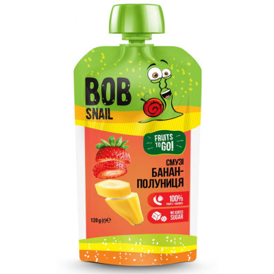 Дитяче пюре Bob Snail Равлик Боб Смузі Банан Полуниця 120 г (4820219343387) Вінниця - фото 1