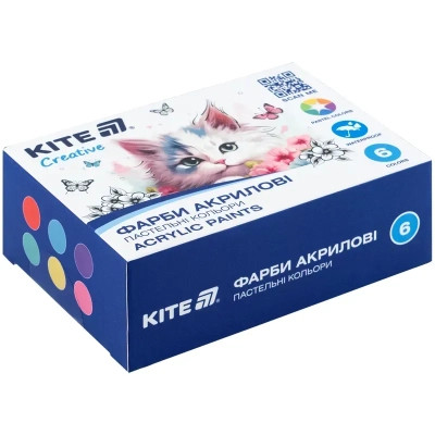 Акриловые краски Kite Creative 6 пастельних кольорів, 20 мл (K-272) Винница - изображение 1