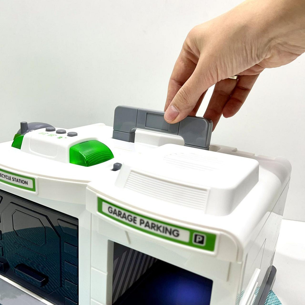 Гараж з машинкою Chengmei Toys Сміттєвоз із контейнером зі світловими та звуковими ефектами Біло-зелений (CLM-552) Чернігів - фото 9