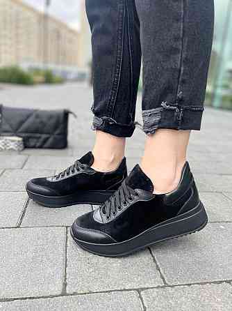 Mermaid Кросівки жіночі Mermaid чорні шкіра + замша весна-осінь (5155) Коломия