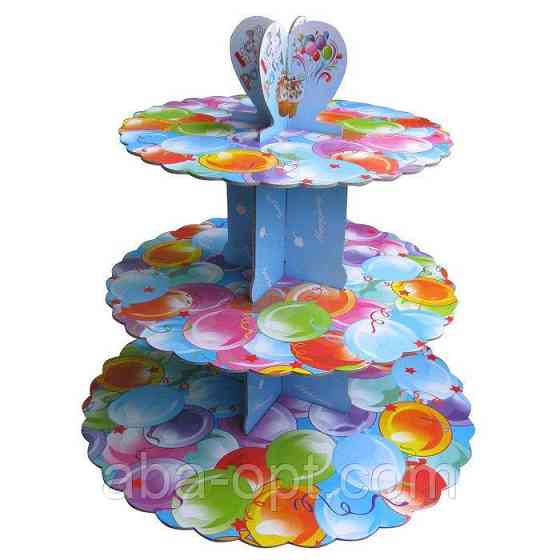 Підставка,Стенд триярусний картонний круглий для капкейків різнокольорові кульки (шт) Одеса