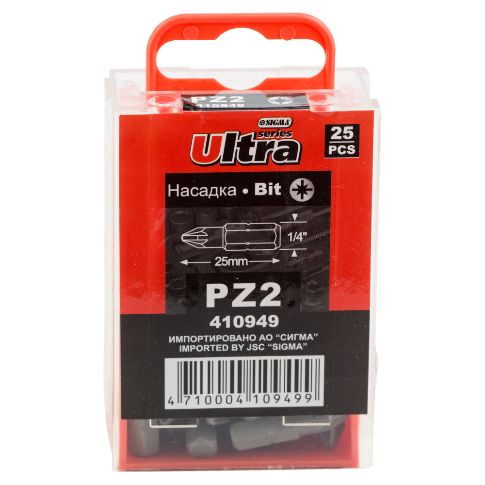 Ultra Набор бит PZ2×25мм 1/4" 25шт S2 ULTRA (4010502) Коломия - фото 1