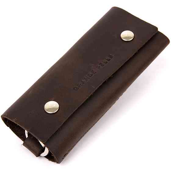 Кожаная винтажная ключница GRANDE PELLE 11342 Коричневый Киев