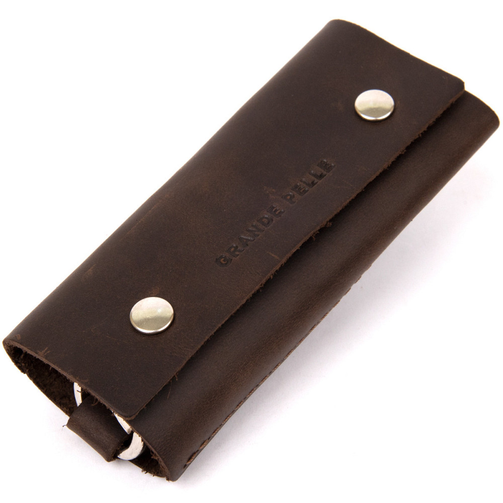 Кожаная винтажная ключница GRANDE PELLE 11342 Коричневый Киев - изображение 1