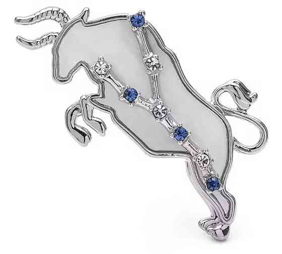 Брошка знак зодіаку "Тілець"  Сріблястий Сміла