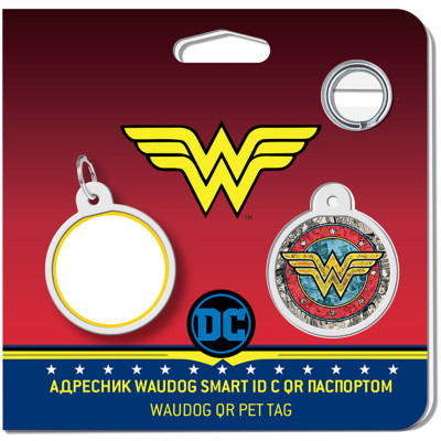 Адресник для животных WAUDOG Smart ID с QR паспортом "Чудо-женщина 2", круг 25 мм (0625-1013ru-eng) Винница - изображение 4