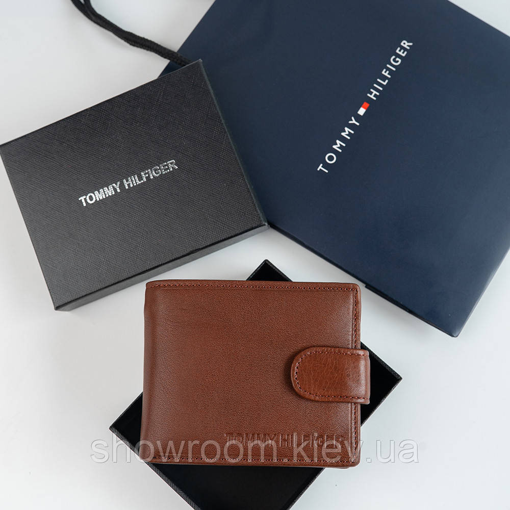 Мужское кожаное портмоне на кнопке TH (2081) brown Киев - изображение 4