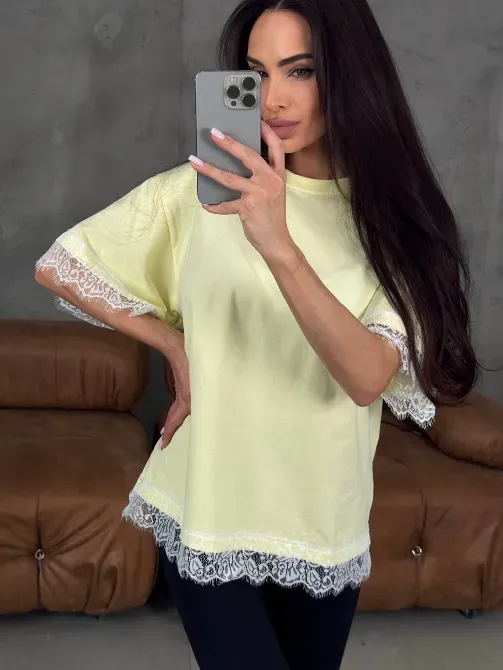 Женская футболка негабаритного размера с кружевом — трендовая основа на каждый день Одесса - изображение 10