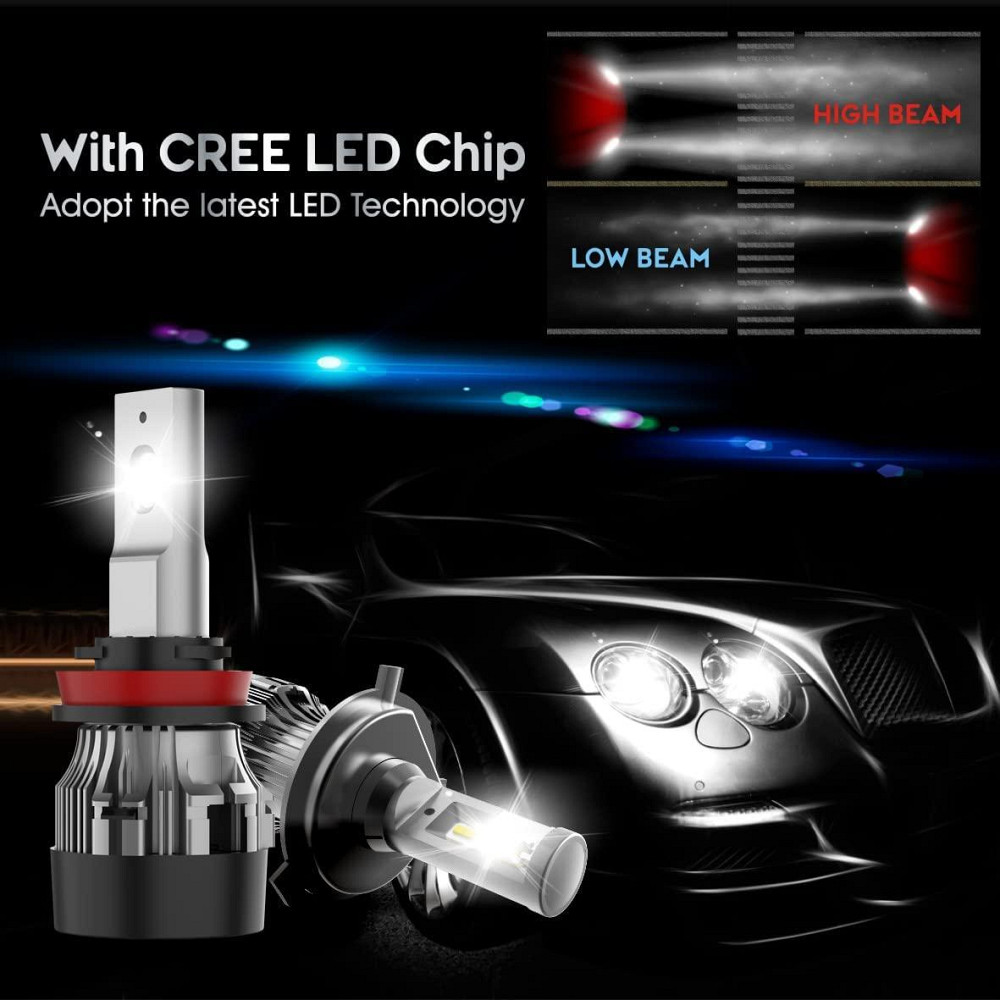 Світлодіодні LED лампи Sinoparcel Mini (H11 / H8 / H9) — 10 000 лм, 6500K, активне охолодження Київ - фото 9