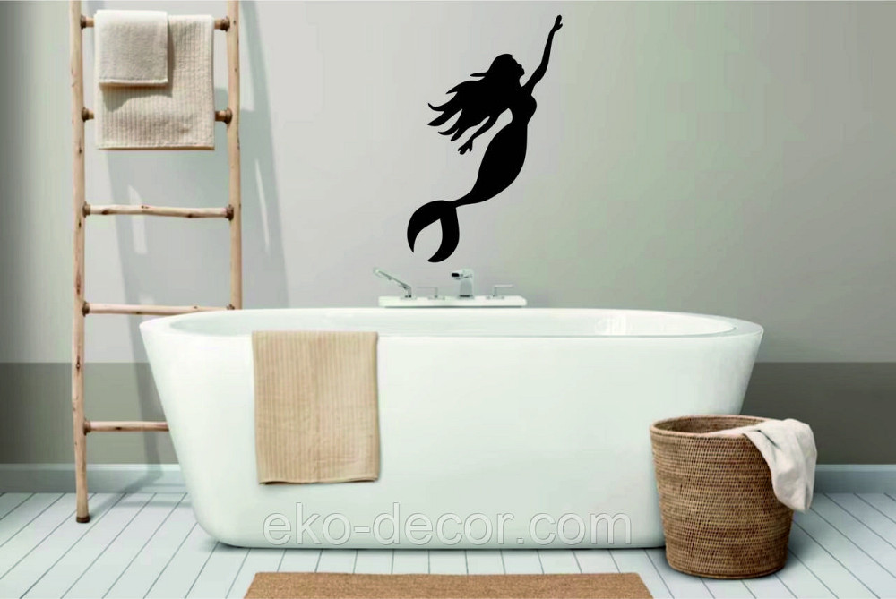 Декоративне настінне 3D Панно «Русалонька» Декор на стіну з об'ємом 110*68 см, Чорний Київ - фото 6