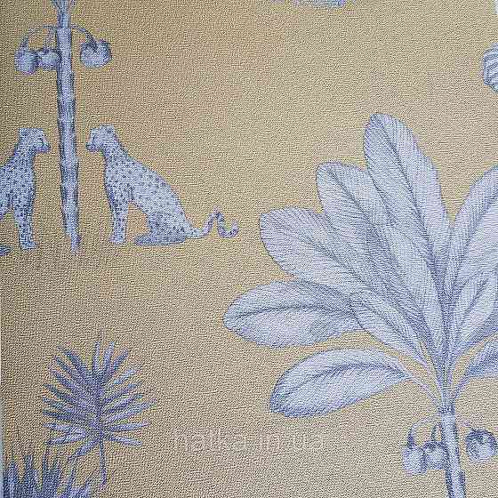 Шпалери флізелінові BN Doodleedo 0,53 х 10 м дитячі саванна слони, тигри поні пальми гірчичні Київ