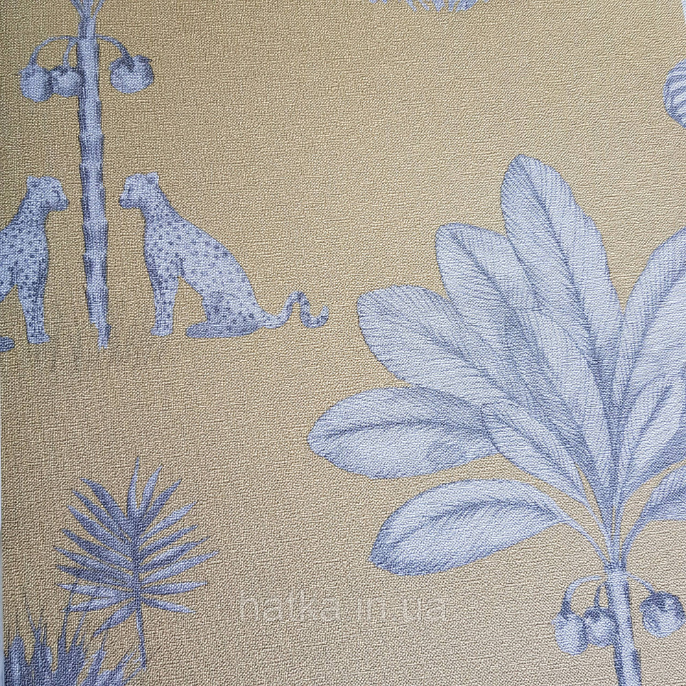 Шпалери флізелінові BN Doodleedo 0,53 х 10 м дитячі саванна слони, тигри поні пальми гірчичні Київ - фото 2