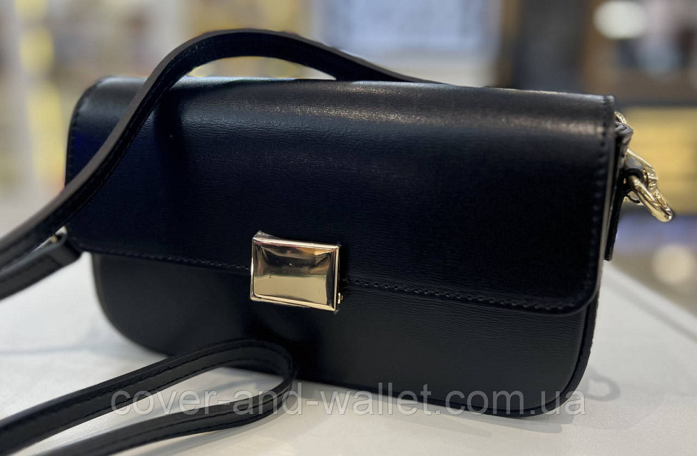 Маленька каркасна жіноча сумка чорного кольору з гладкої шкіри Virginia Conti Київ - фото 8