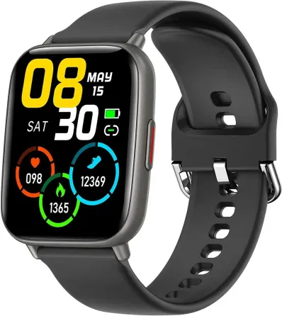 Смарт-годинник FMK 1.72" Bluetooth з дзвінками, IP68, пульсометр, SpO₂, тиск, фітнес-трекер для Android та iPhone, чорний Київ