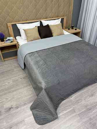 Покривало стьобане Decorator Велюр листя 220х240 см сірий (85-035) Київ