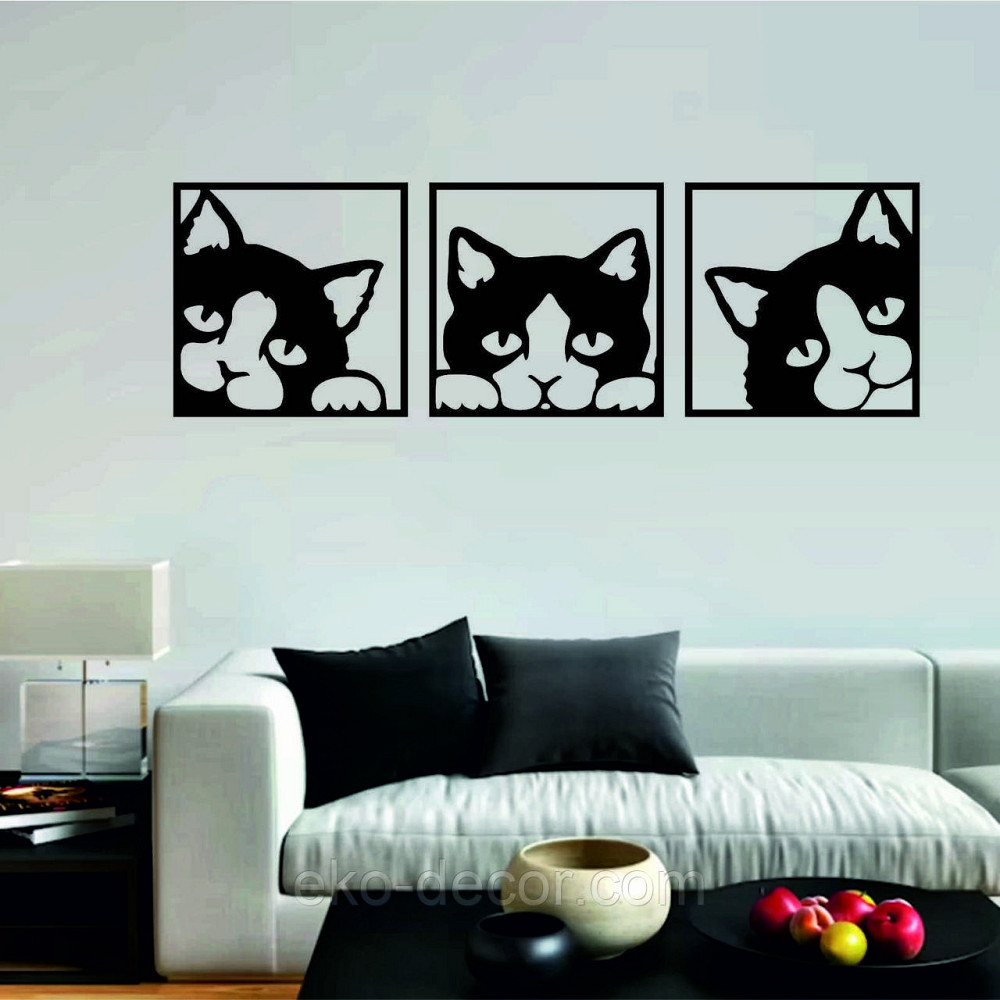 Декоративное настенное Панно «Коты» Декор на стену 50*160 см, Черный Киев - изображение 7