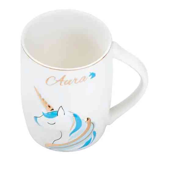 TS Kitchen Чашка порцелянова з малюнком єдинорога 400 мл Aura Блакитна HP7187BL Коломыя