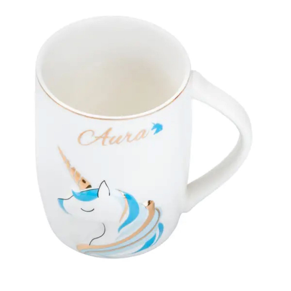 TS Kitchen Чашка порцелянова з малюнком єдинорога 400 мл Aura Блакитна HP7187BL Коломыя - изображение 3
