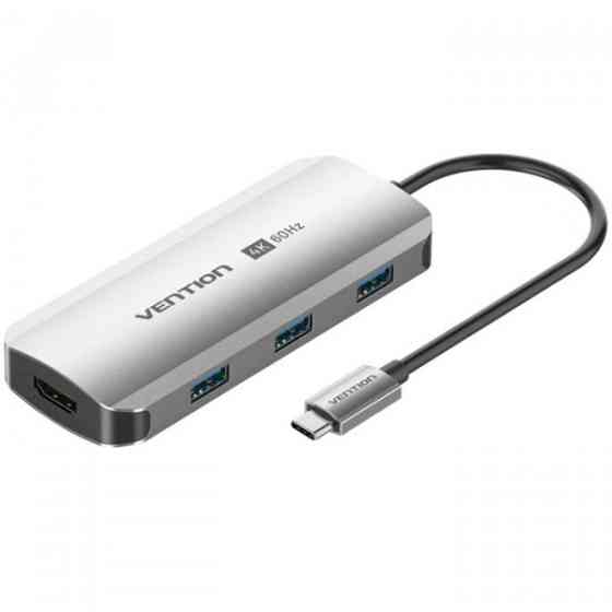 Док-станція USB3.1 Type-C --> HDMI 60Hz/USB 3.0x3/PD 100W 5-in-1 Vention Київ