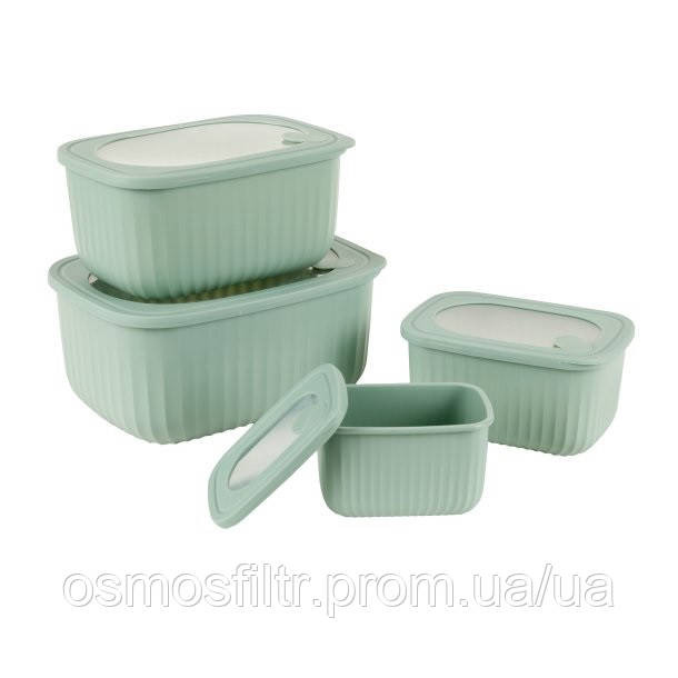 Набор контейнеров для хранения Axentia зеленые 4 шт Пластик с вентиляционным отверстием (135984) Киев - изображение 1