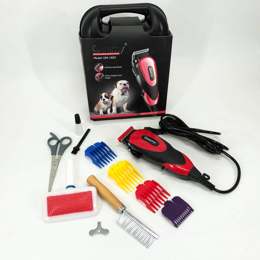 Машинка Gemei GM-1023 для стрижки животных с 4 насадками для любого типа шерсти + ножницы и расческа-гребешок CR-54 Львов - изображение 4