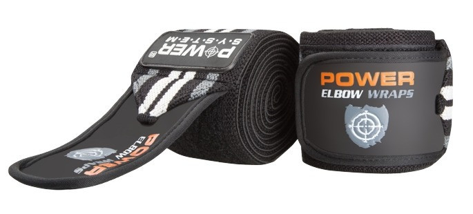 Бинти на лікоть Power System PS-3600 Elbow Wraps Grey/Black(пара) Каменское - изображение 1