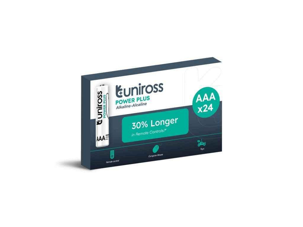 Батарейка щелочная LR03/AAA 24шт Power Plus Alkaline AAA 1.5V - BX (в уп) ТМ UNIROSS   Solmir Solmir Solmir Київ - фото 1
