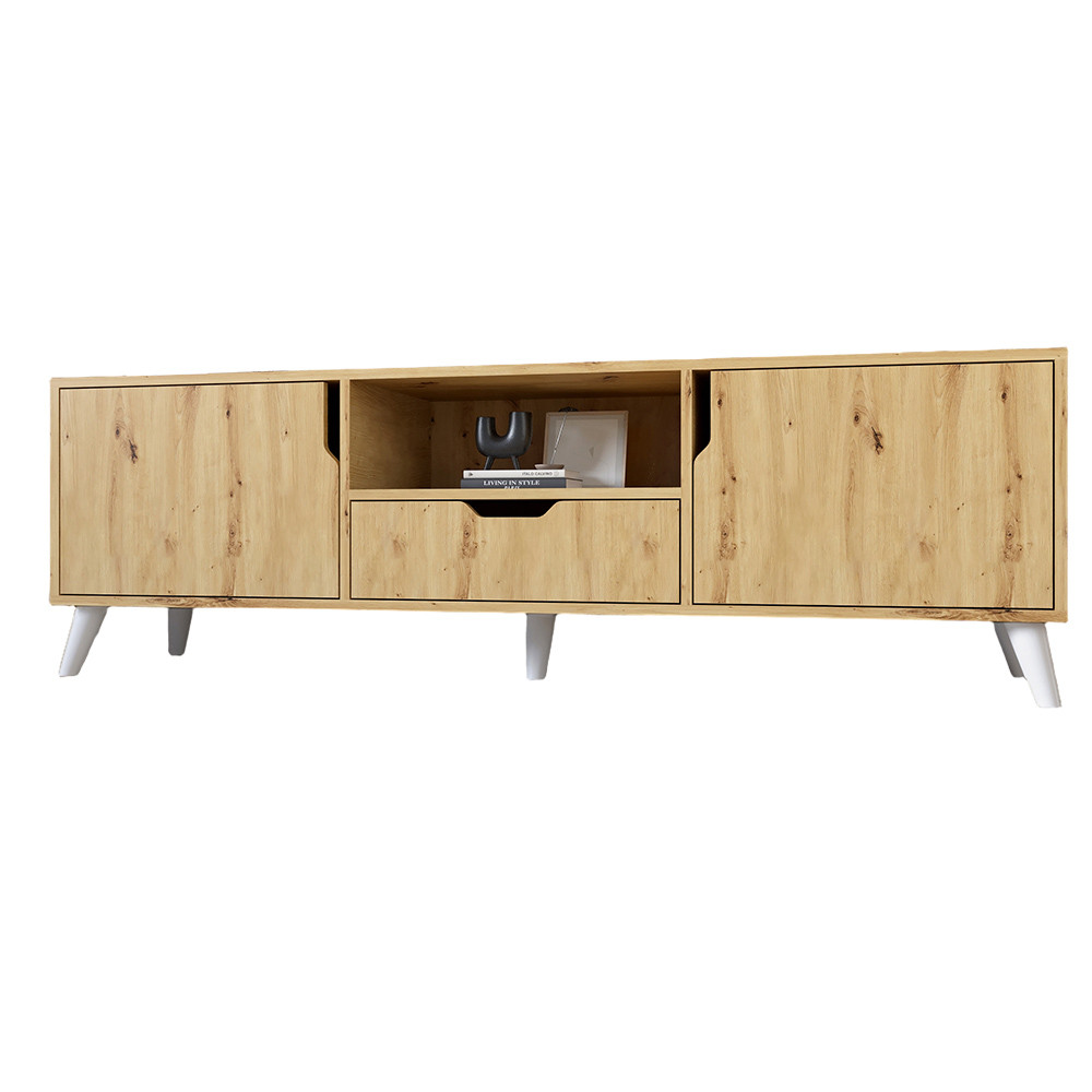 Тумба під телевізор з білими ніжками М-ЗОН Борн 1600 Дуб Артизан (MZN-031082) Львів - фото 2