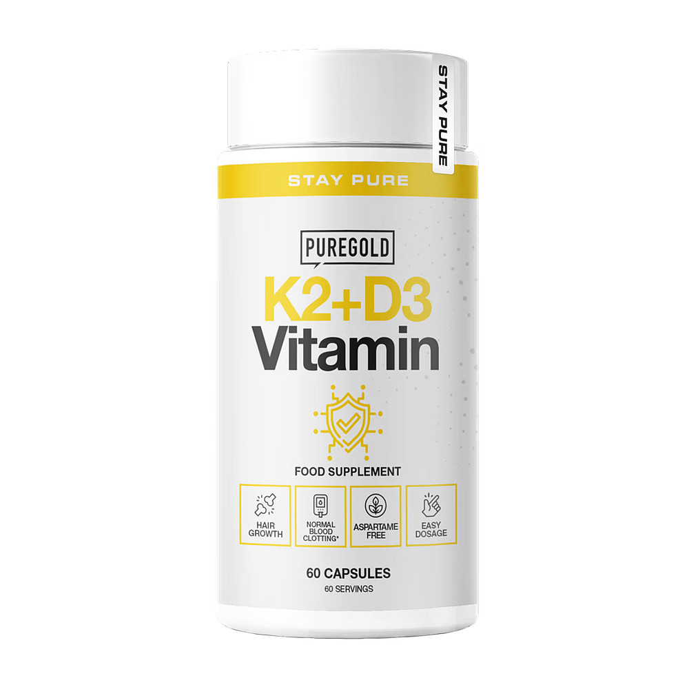 Вітаміни K2 та D3 Pure Gold Protein K2+D3 Вітамін 60 капсул Луцьк - фото 1