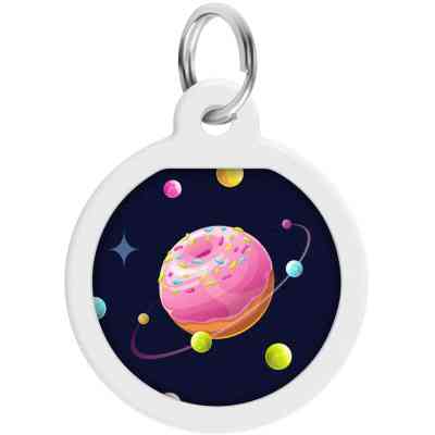 Адресник для животных WAUDOG Smart ID с QR паспортом "Вселенная пончиков", круг 25 мм (0625-0218) Винница